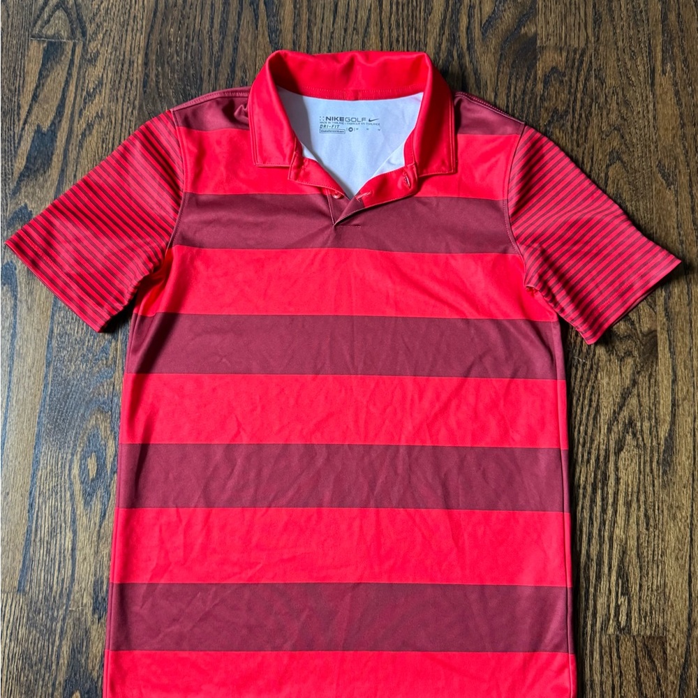 Nike Boys Red Striped Golf Polo Shirt